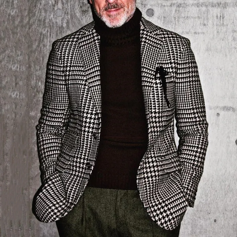 Bohemian Chic Wedding Guest Men Attire Casual Business Slim Fit Plaid Blazer
