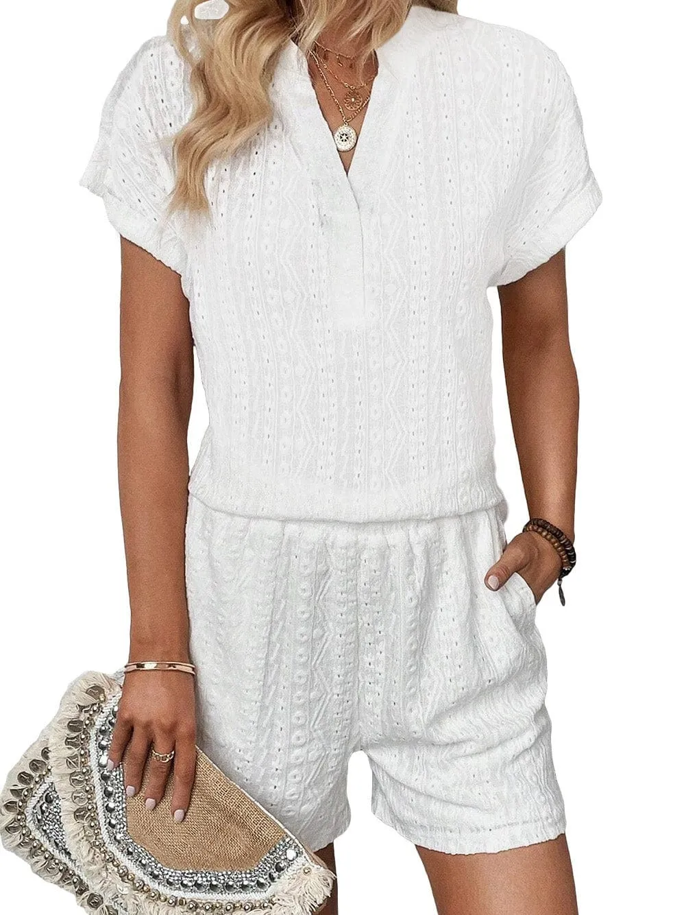 Boho-Chic Eyelet Jumpsuit
