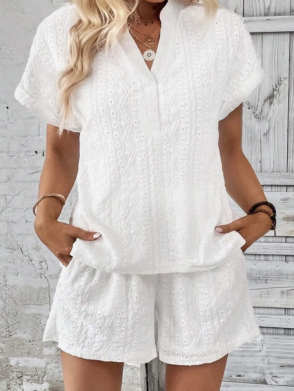 Boho-Chic Eyelet Jumpsuit