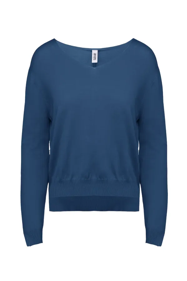 Bomboogie Maglia da donna con scollo a V MW7873T TVE 225 bluette