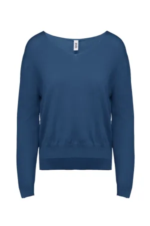 Bomboogie Maglia da donna con scollo a V MW7873T TVE 225 bluette