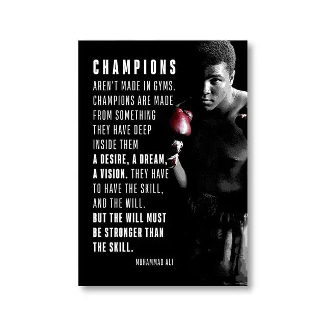 Boxing Legends Artwork Prints: Mike Tyson Muhammad Ali Motivational Quotes Wall Art