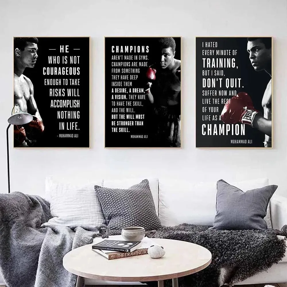 Boxing Legends Artwork Prints: Mike Tyson Muhammad Ali Motivational Quotes Wall Art