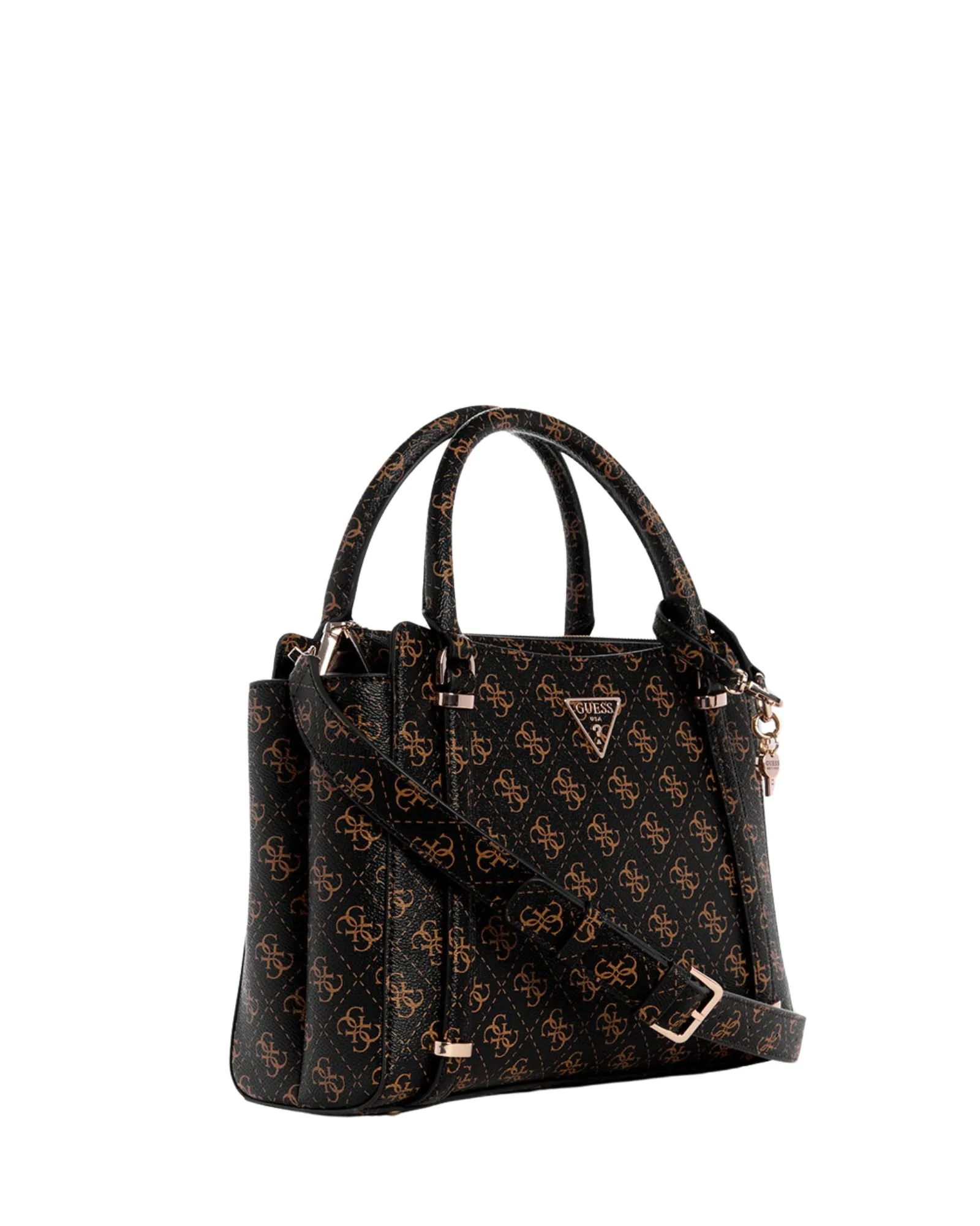 Brown Logo Daryna Satchel Bag