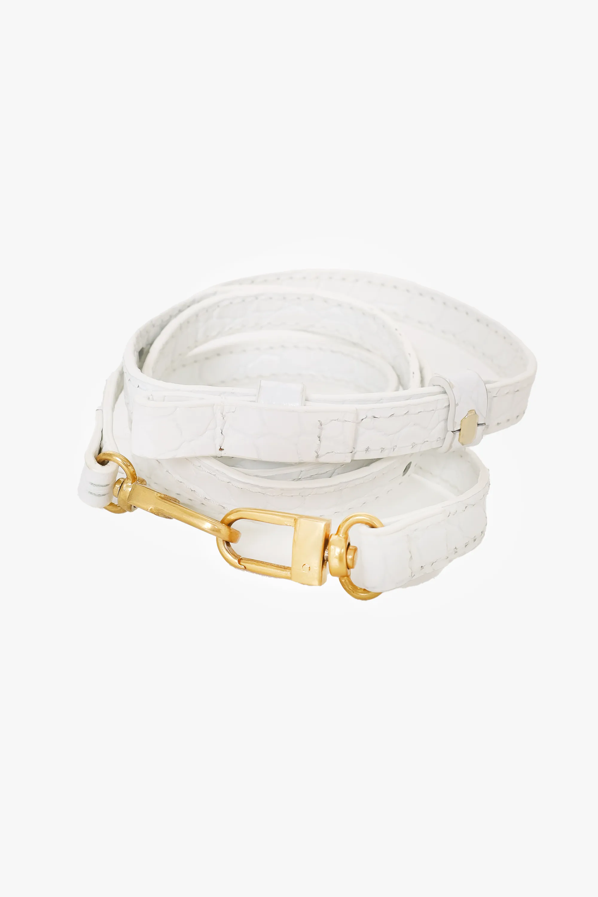 By Far White Croc Embossed Mini Top Handle with Strap