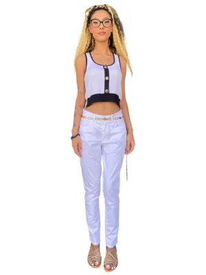CafèNoir pantalone aderente in tinto capo C7JP0169 W001 bianco