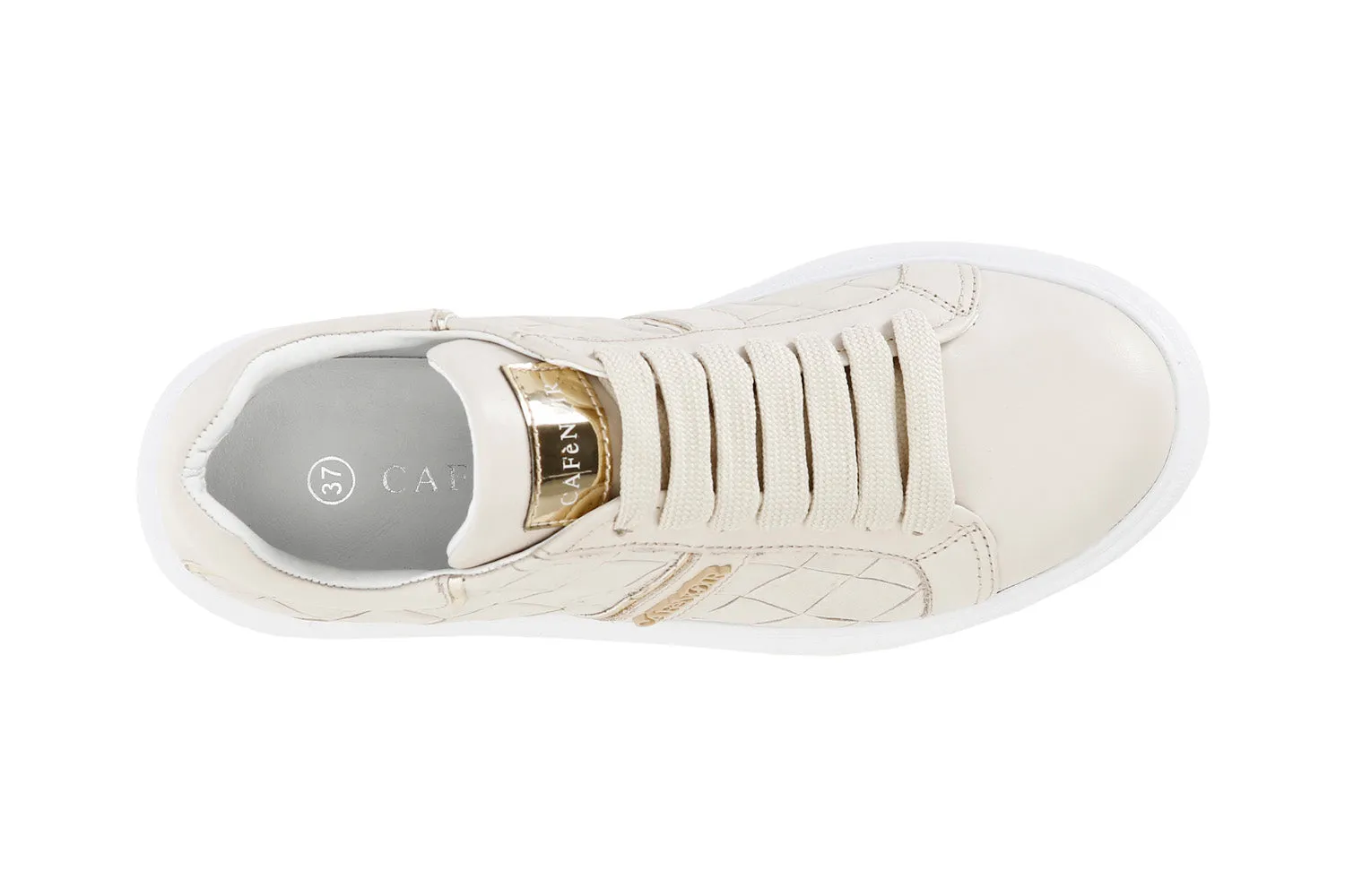 CafèNoir scarpa sneakers in pelle con stampa intreccio C1DE1820 M008 beige