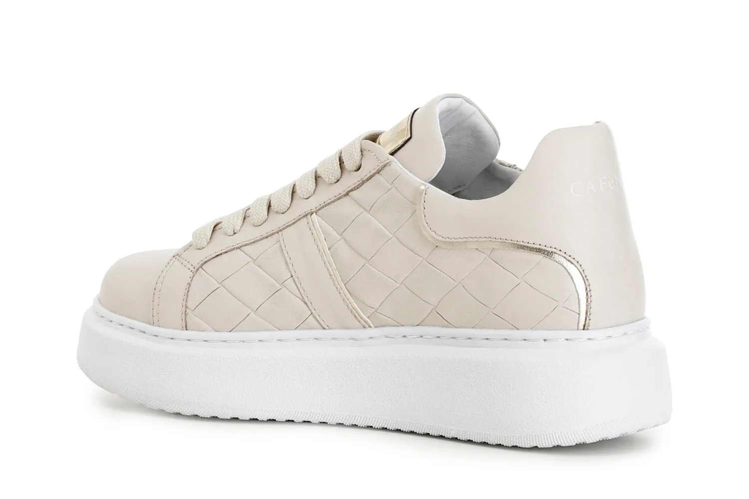 CafèNoir scarpa sneakers in pelle con stampa intreccio C1DE1820 M008 beige