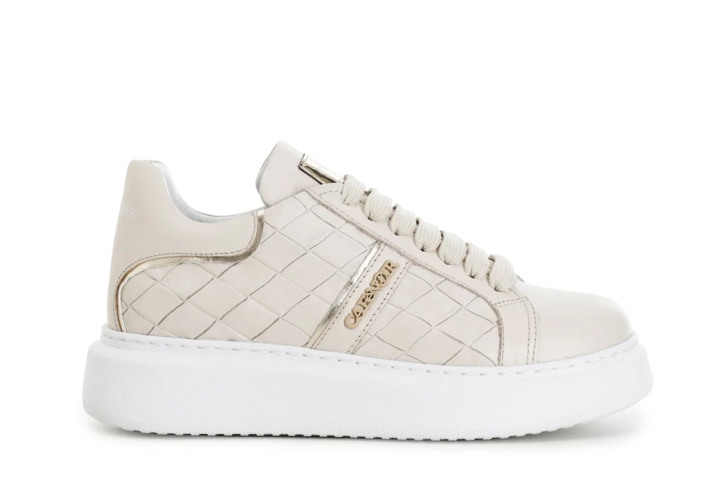 CafèNoir scarpa sneakers in pelle con stampa intreccio C1DE1820 M008 beige