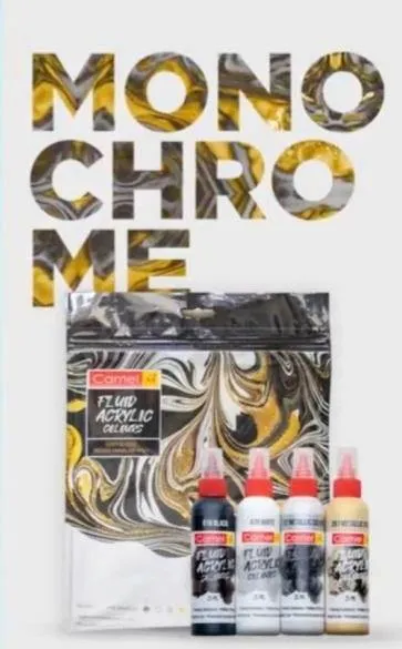 CAMEL FLUID ART ACRYLIC COLORS KIT - MONOCHROME