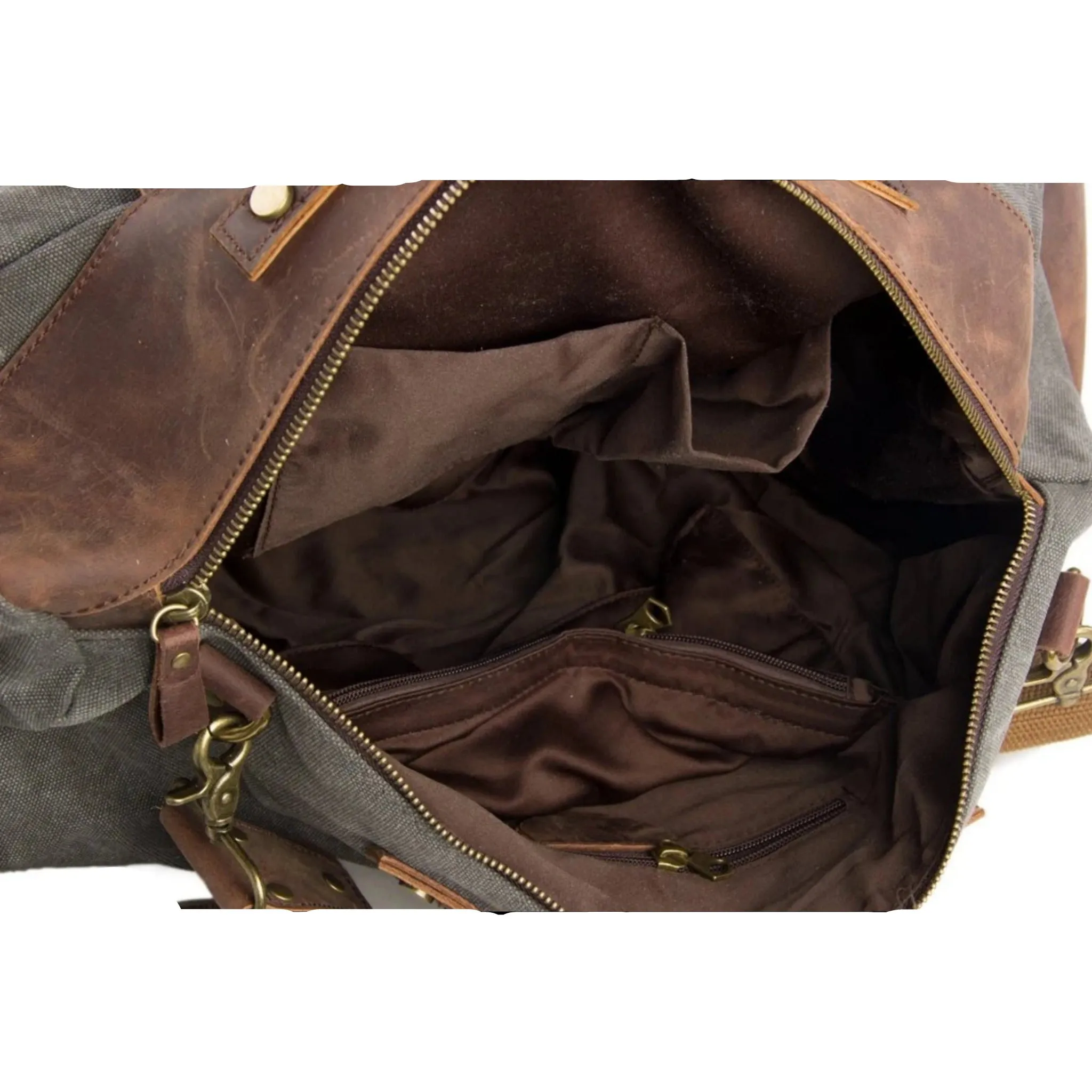 Canvas Leather Travel Messenger Duffel Bag