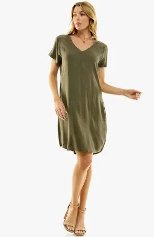 Casual Shirt Dress - Olive