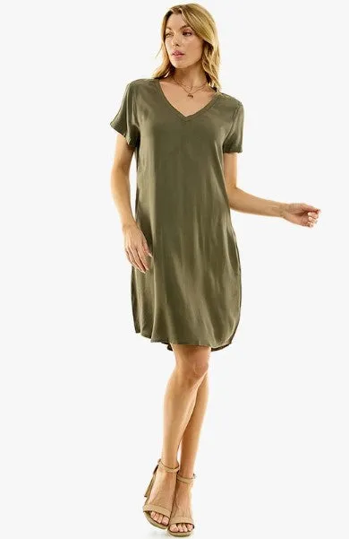 Casual Shirt Dress - Olive