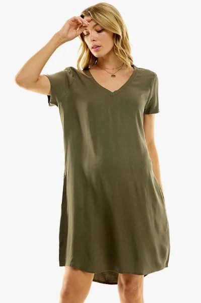 Casual Shirt Dress - Olive