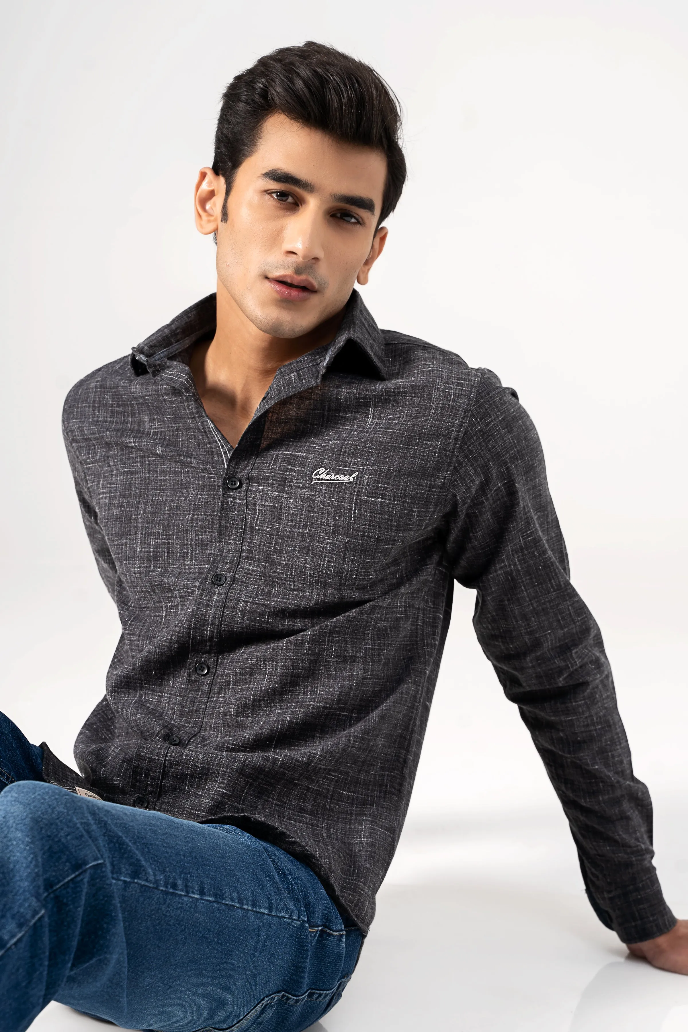CASUAL SHIRT GREY SELF