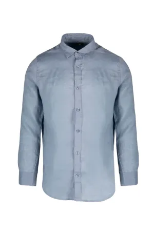 Censured camicia da uomo manica lunga in lino SM6437TLICA 23 dusty sky blue