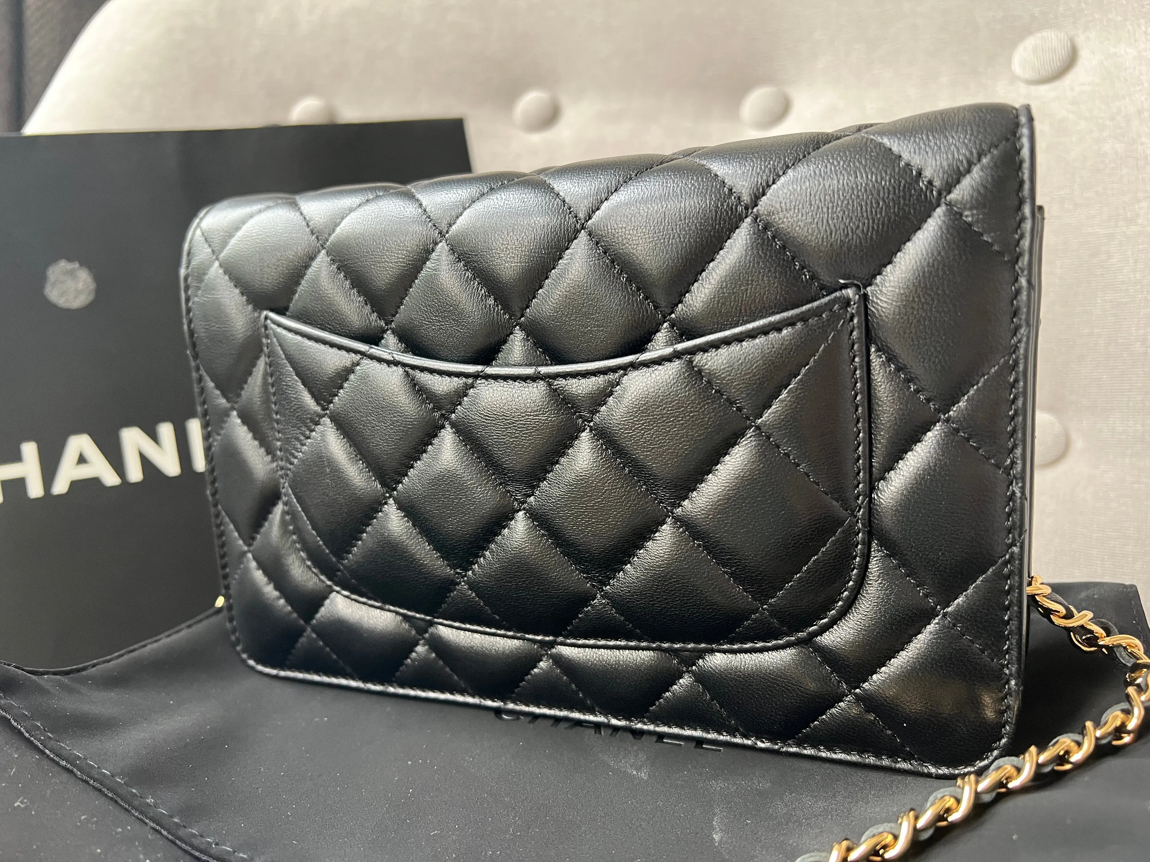 Chanel Black Lambskin Wallet on Chain with gold hardware (RRP £2,810)