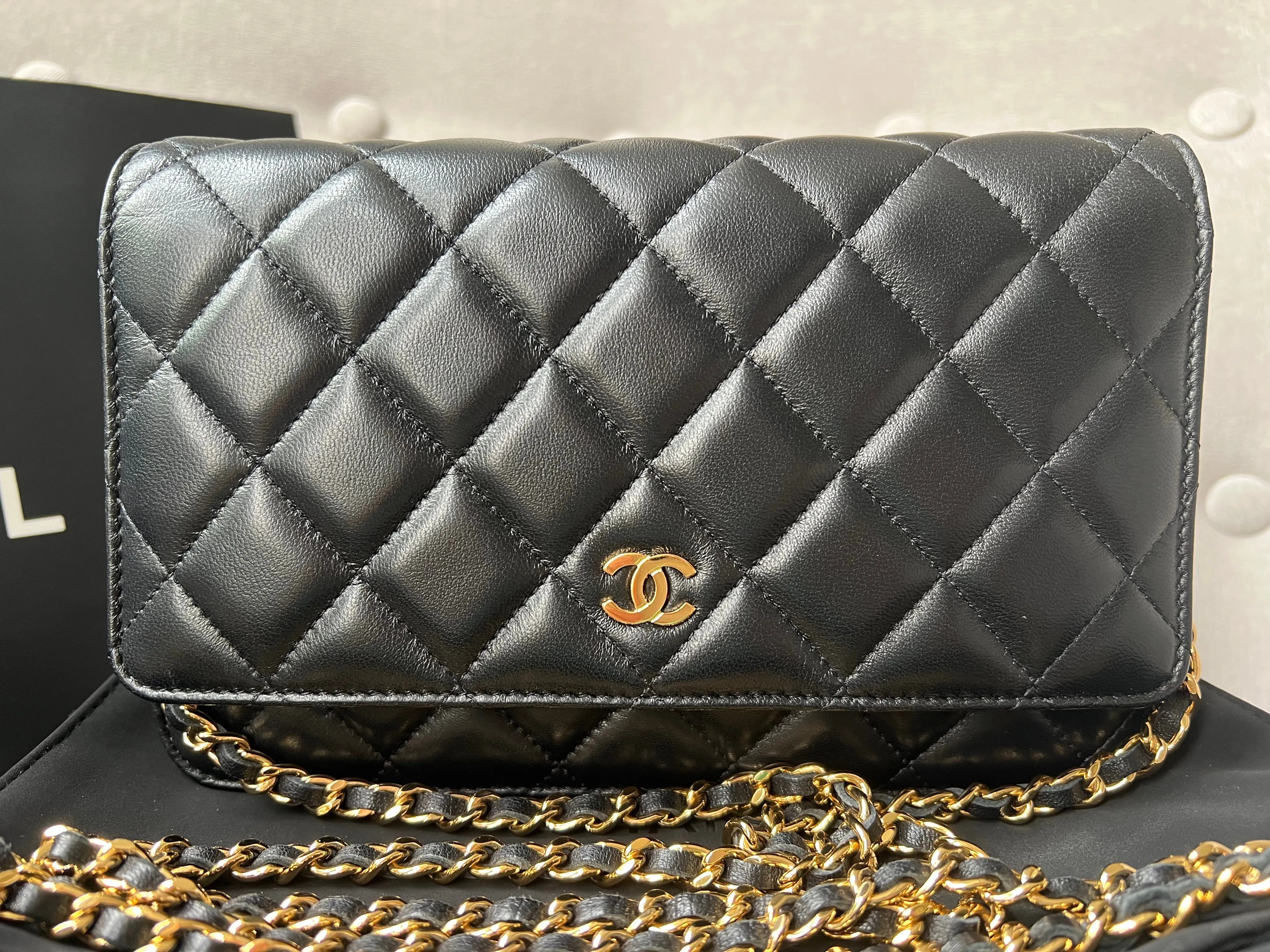 Chanel Black Lambskin Wallet on Chain with gold hardware (RRP £2,810)