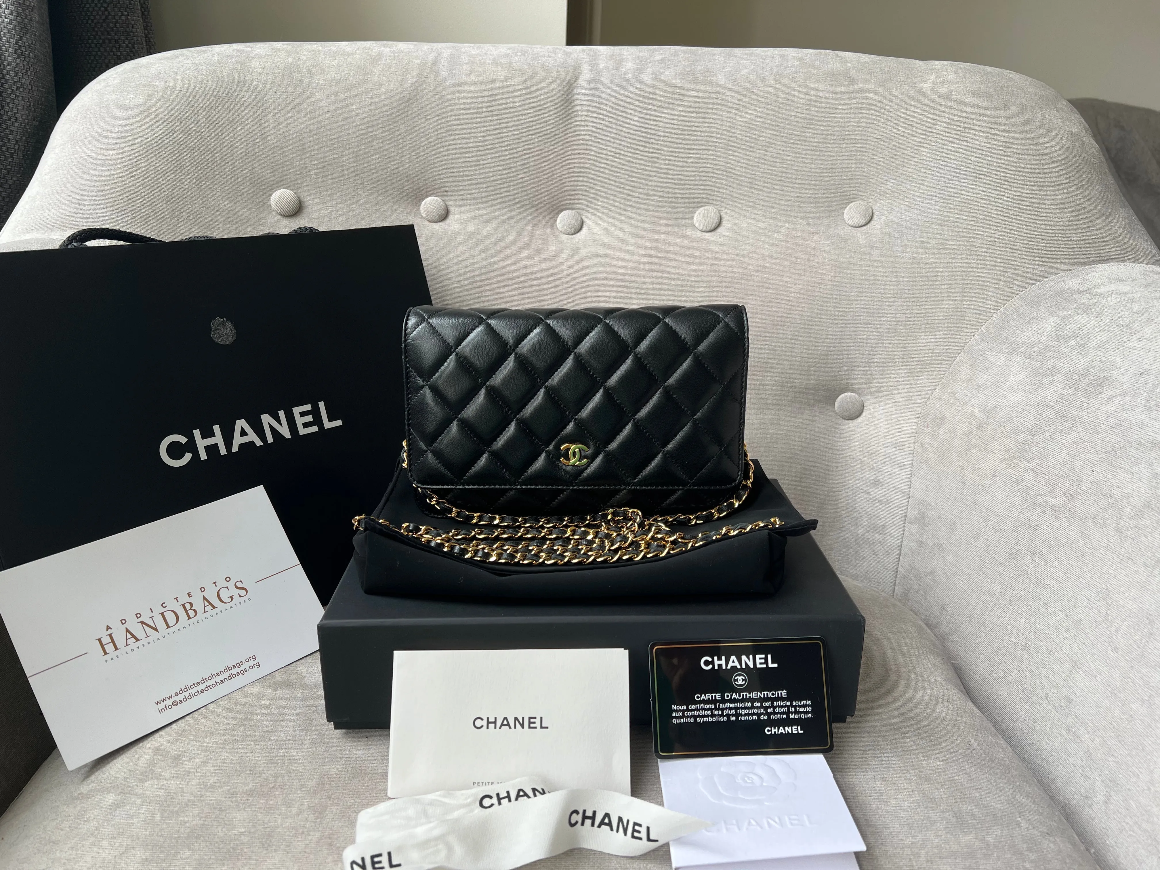 Chanel Black Lambskin Wallet on Chain with gold hardware (RRP £2,810)