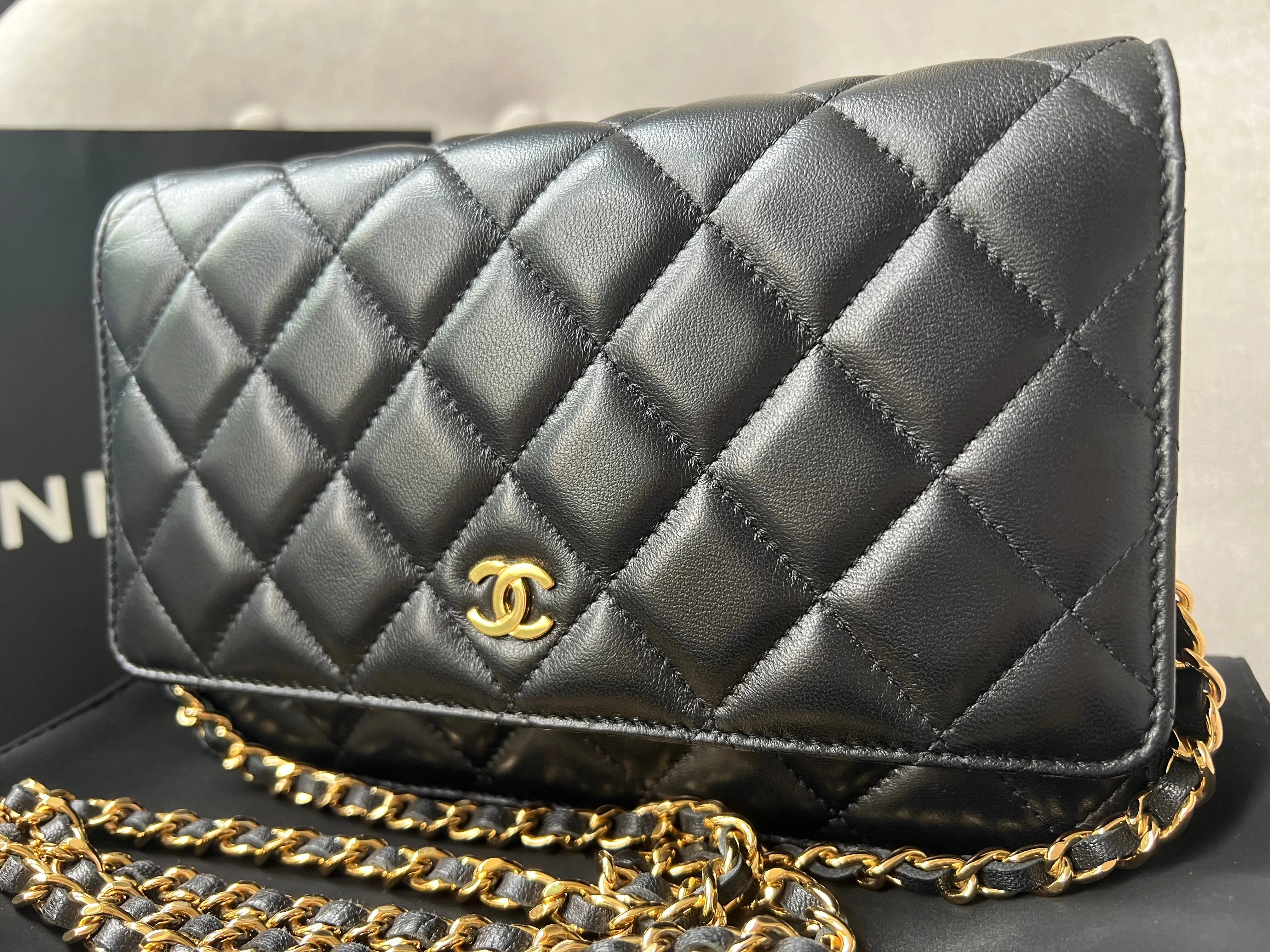 Chanel Black Lambskin Wallet on Chain with gold hardware (RRP £2,810)