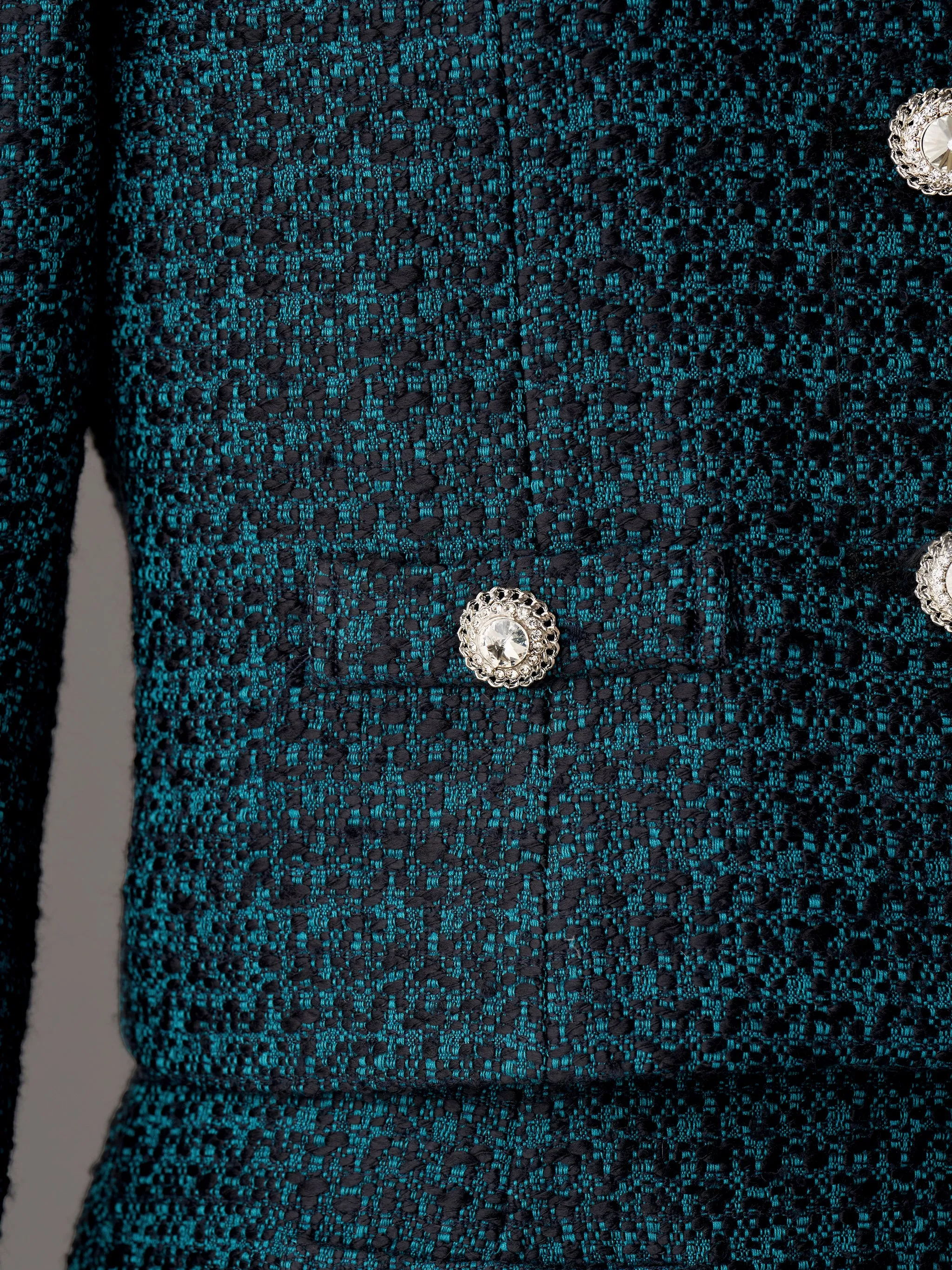 Chic Collarless Tweed Jacket