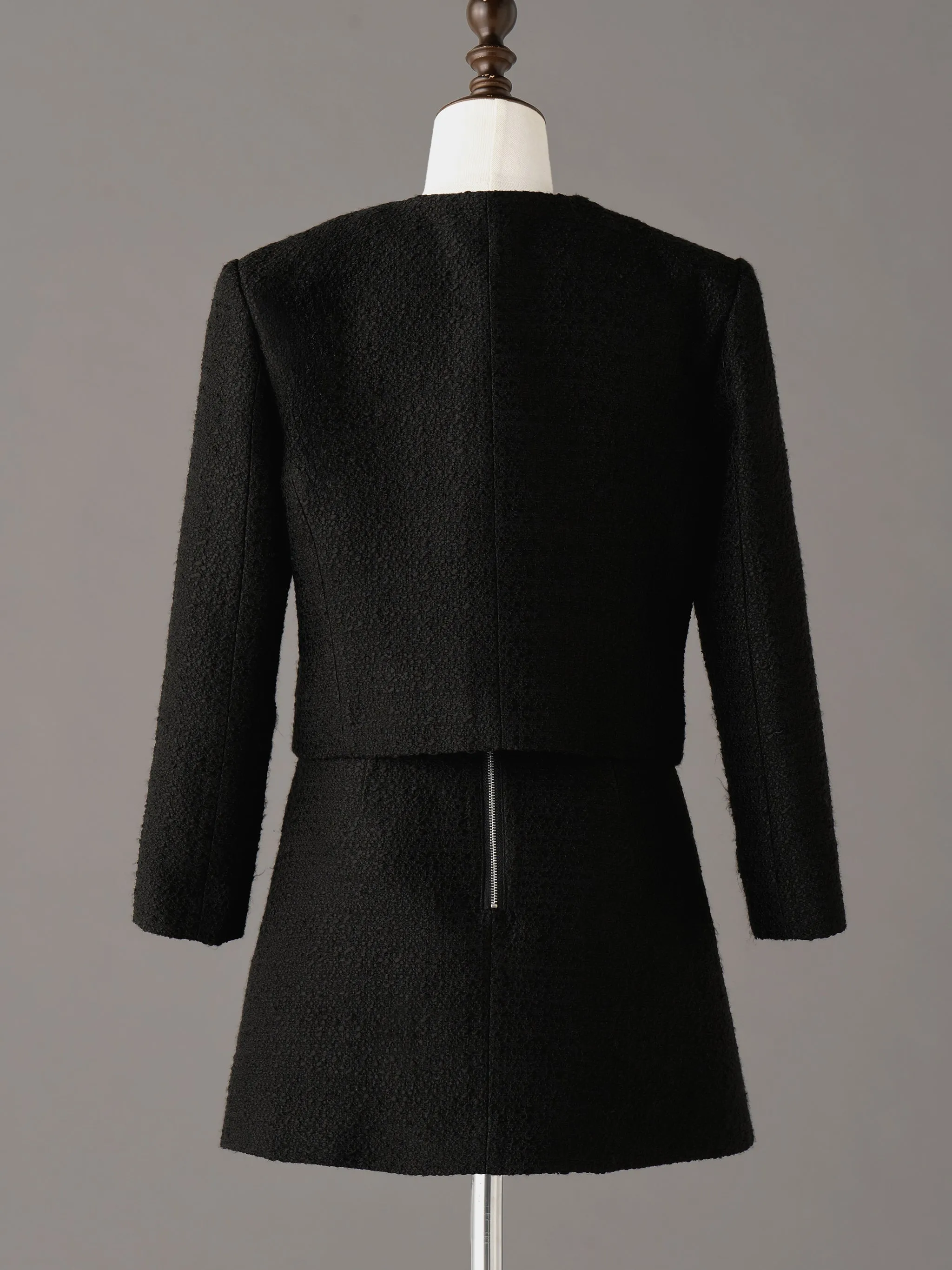 Chic Collarless Tweed Jacket