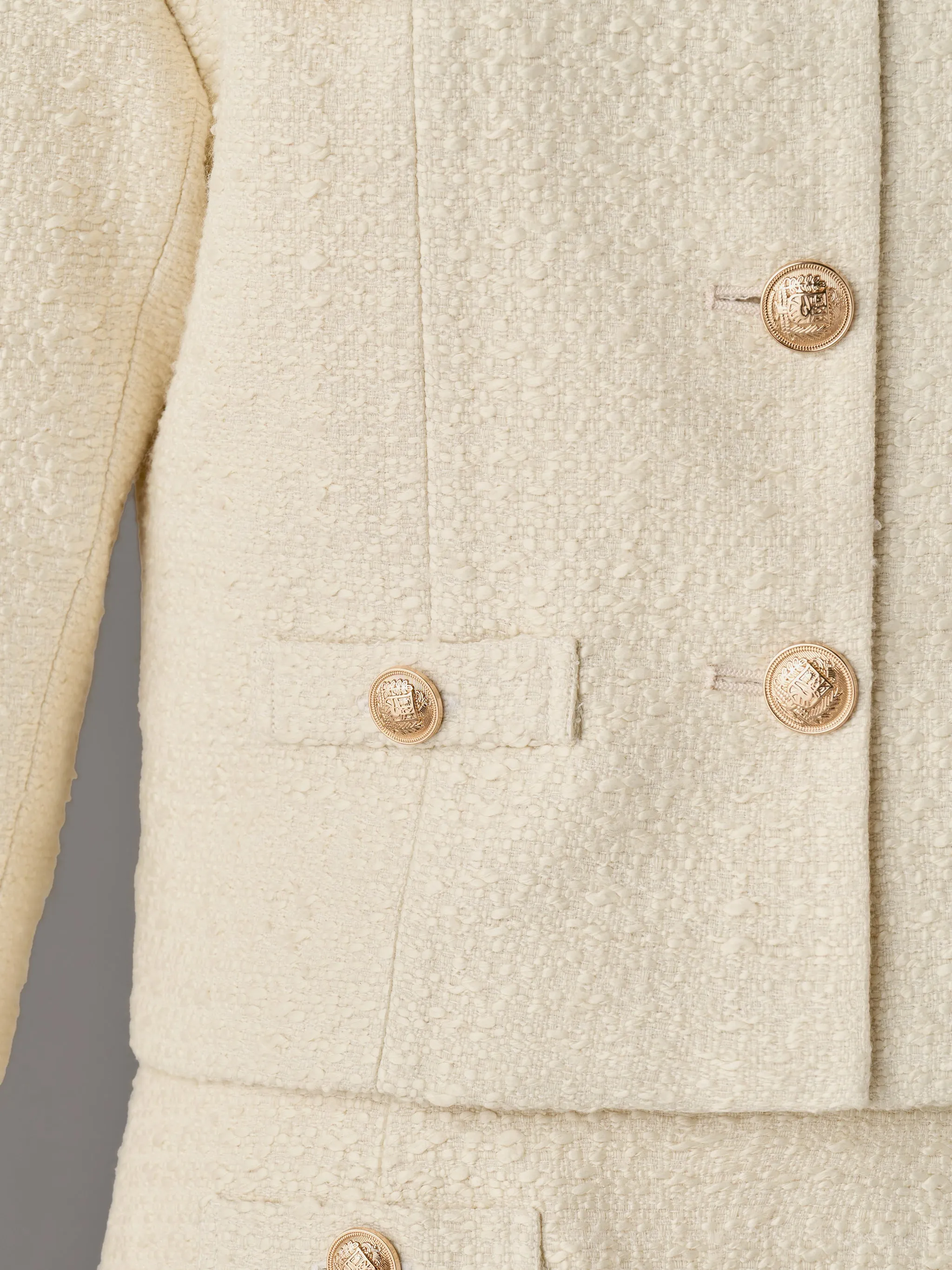 Chic Collarless Tweed Jacket