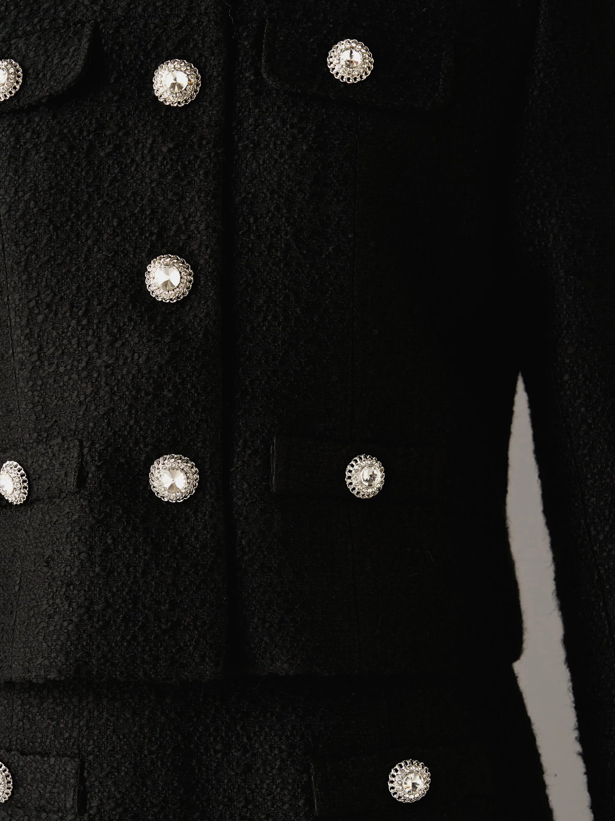 Chic Collarless Tweed Jacket