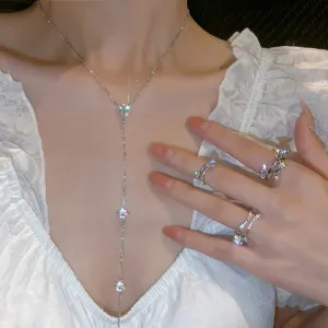 Chic Girl Y-shaped Silver Chain Necklace