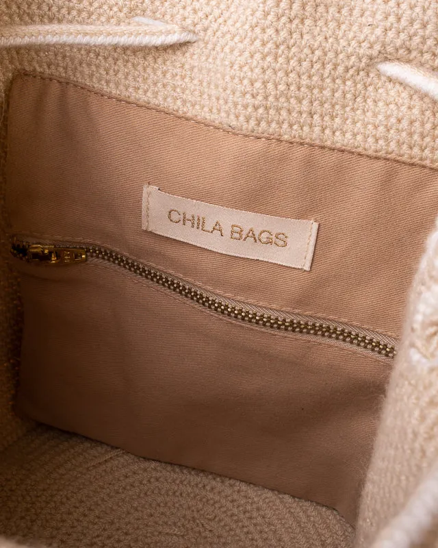 Chila Bags Nina Handwoven Shoulder Bucket Vegan Bag - Beige