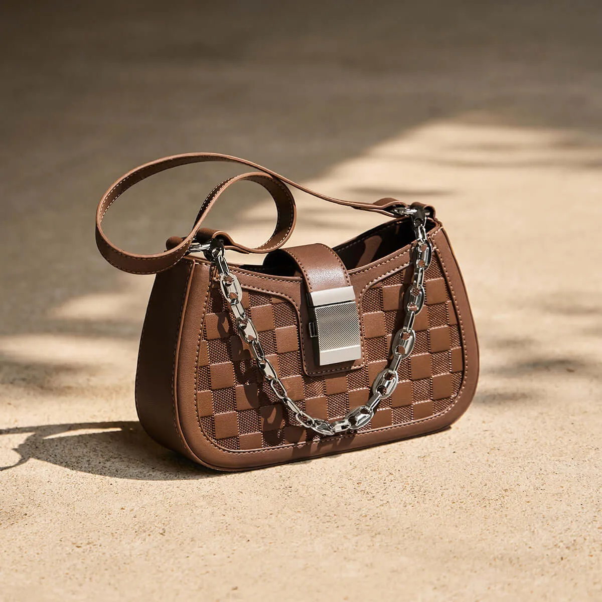Christina Woven Leather Chained Shoulder Bag