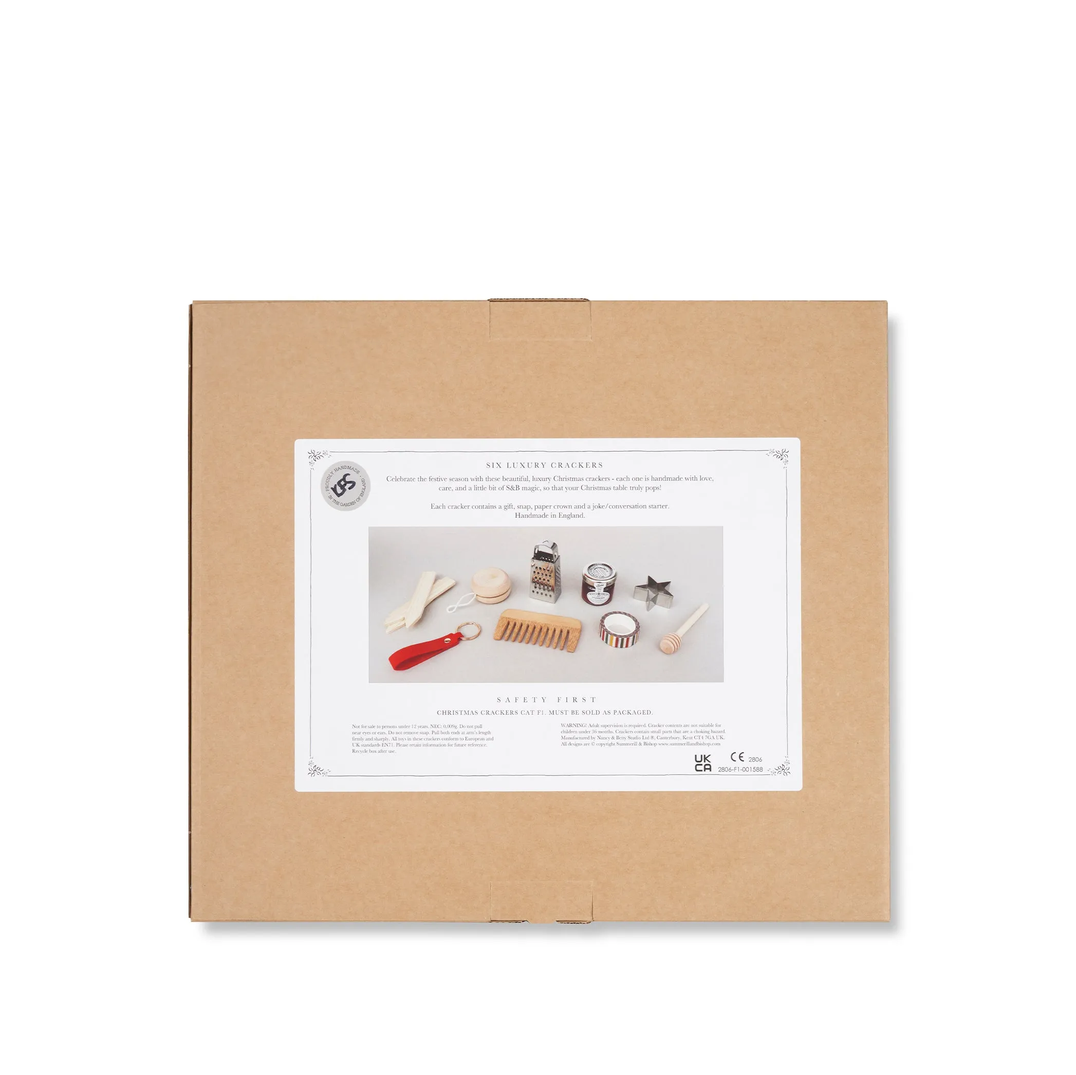 Christmas Crackers with 'Ivy' Print and Green Velvet Bows, Box of 6 (UK ONLY)