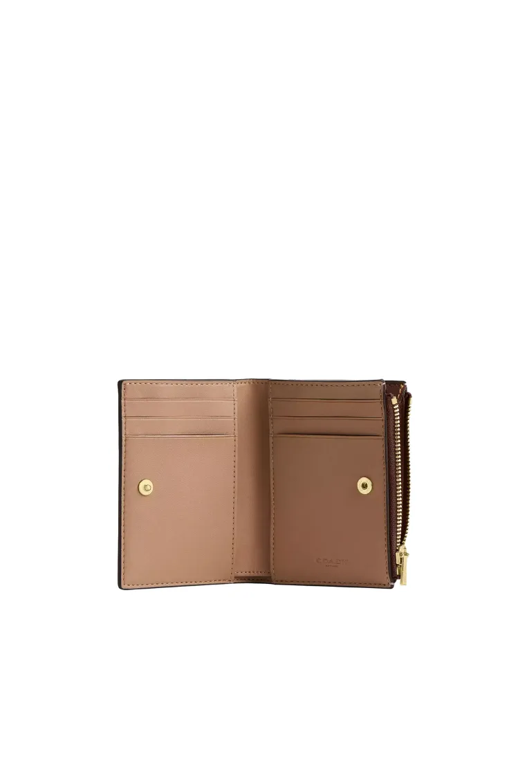 Coach Billfold Wallet Signature Canvas In Tan Brown CW803