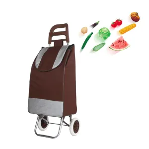 CRONY SC001 Shiping Cart Shopping Trolley Bag Folding Shopping Cart Collapsible Trolley Bag | brown