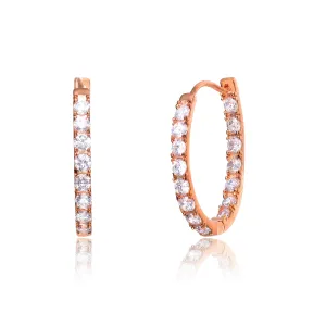 CZ Sterling Silver Rose Plated Hoop Earrings