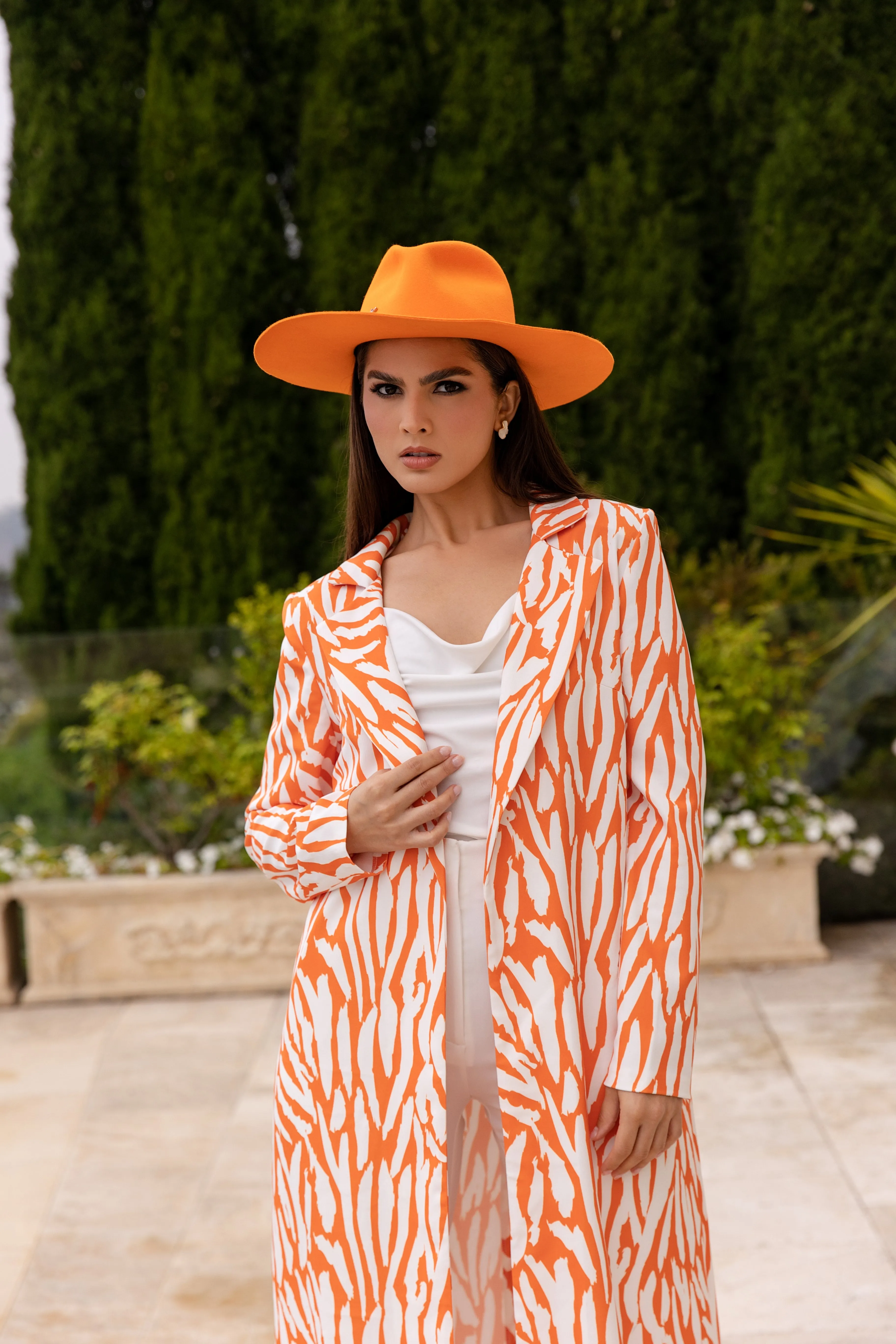 Dara Orange Long Caftan Jacket