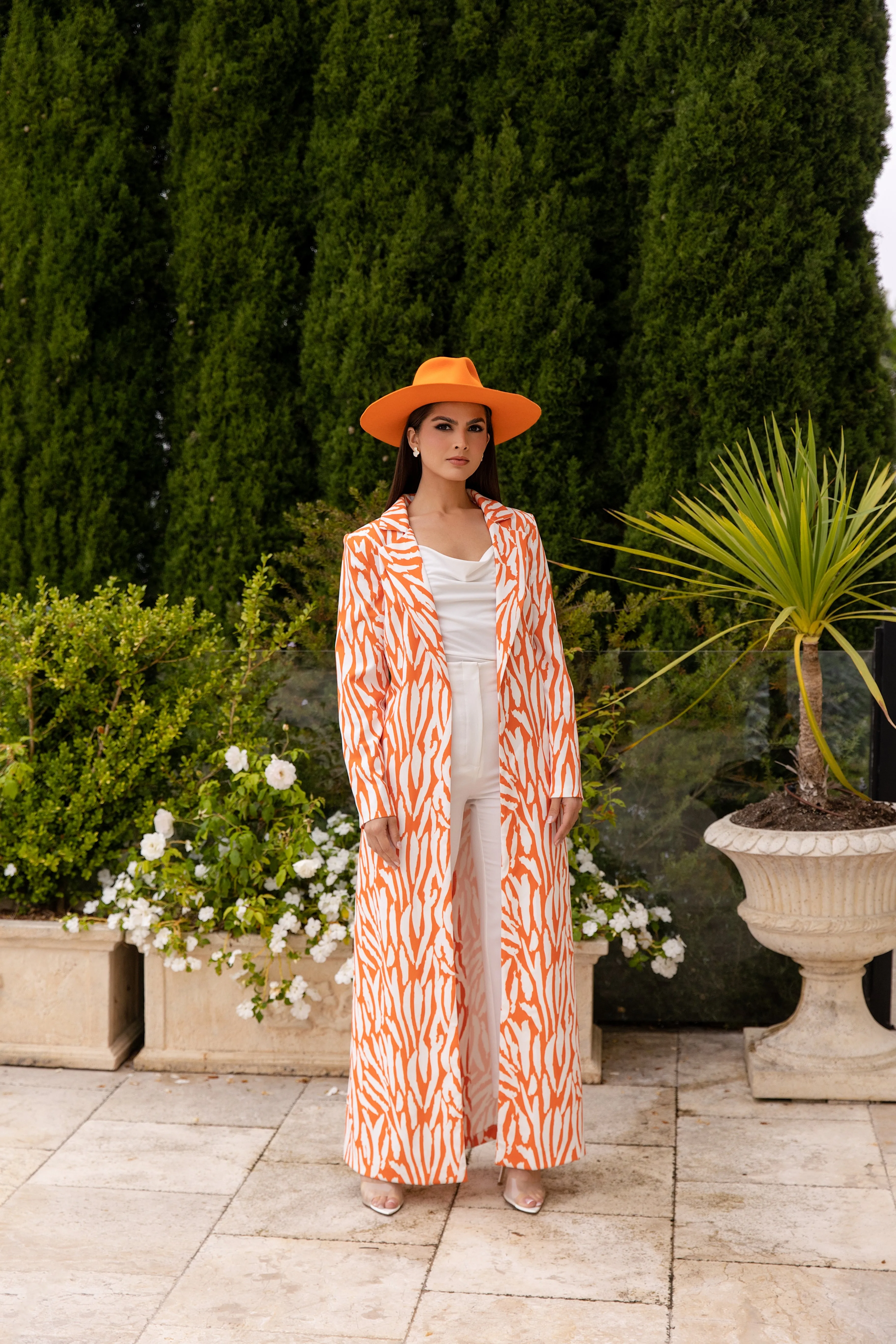 Dara Orange Long Caftan Jacket