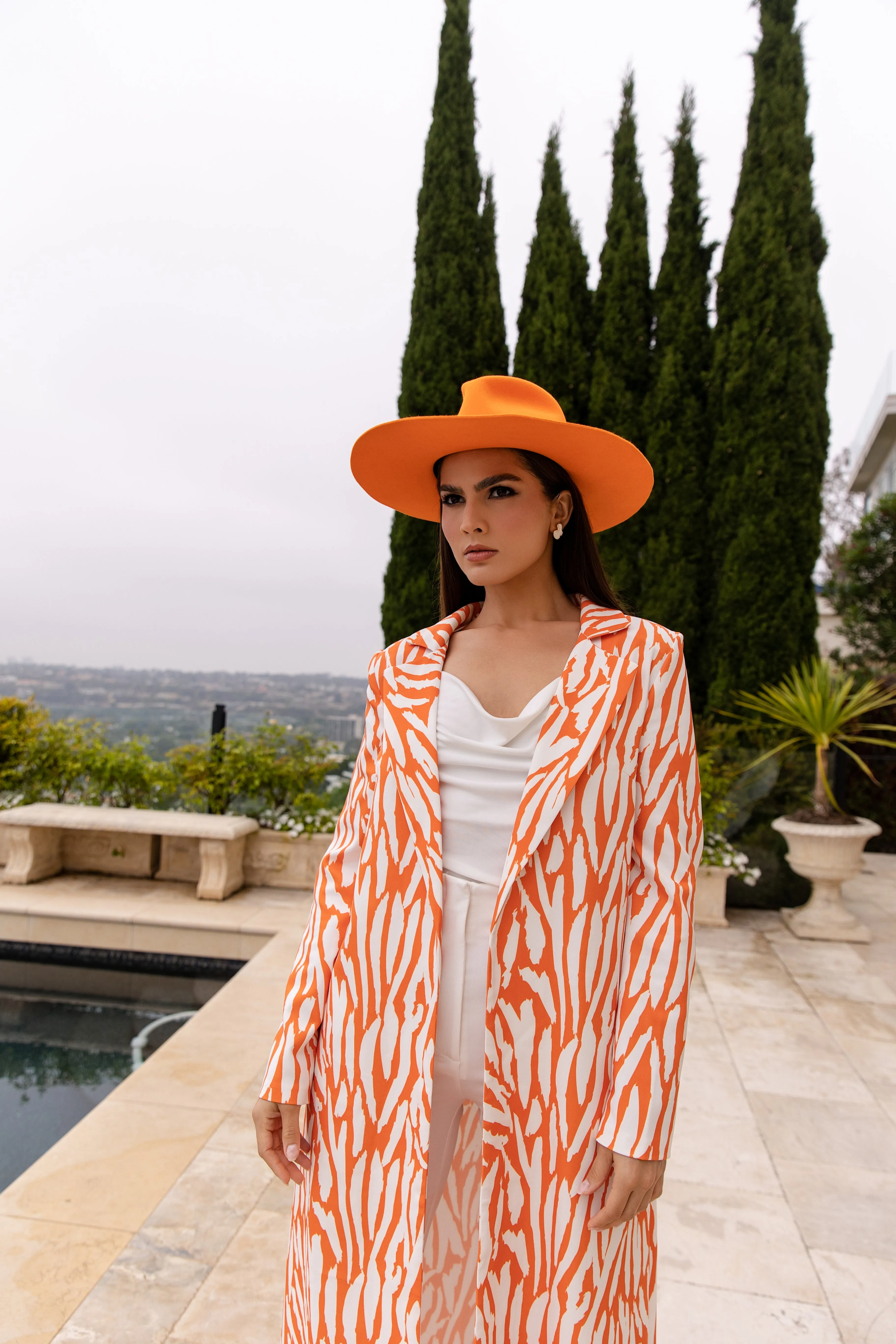 Dara Orange Long Caftan Jacket