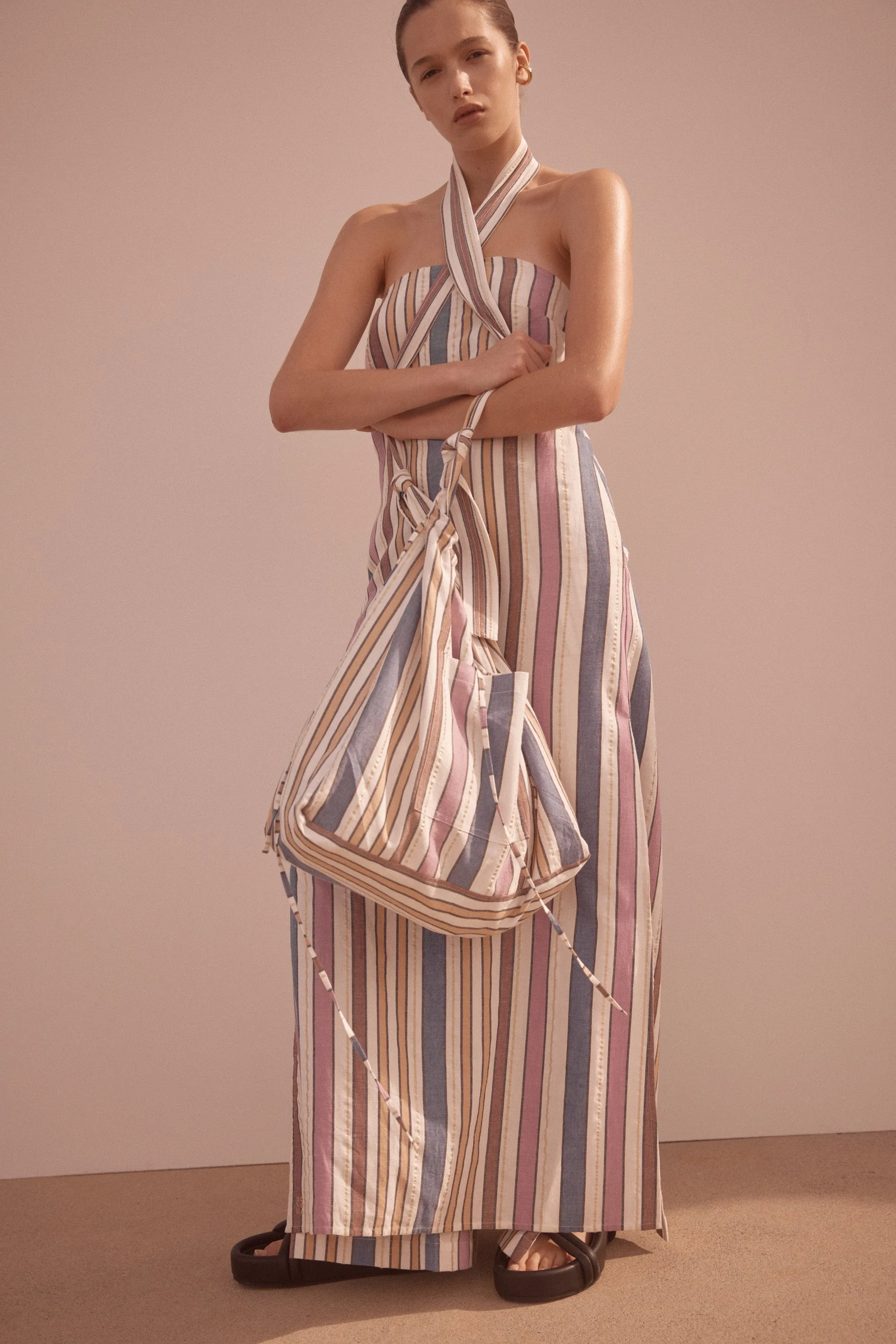 Dione Naxos Stripe Strapless Dress