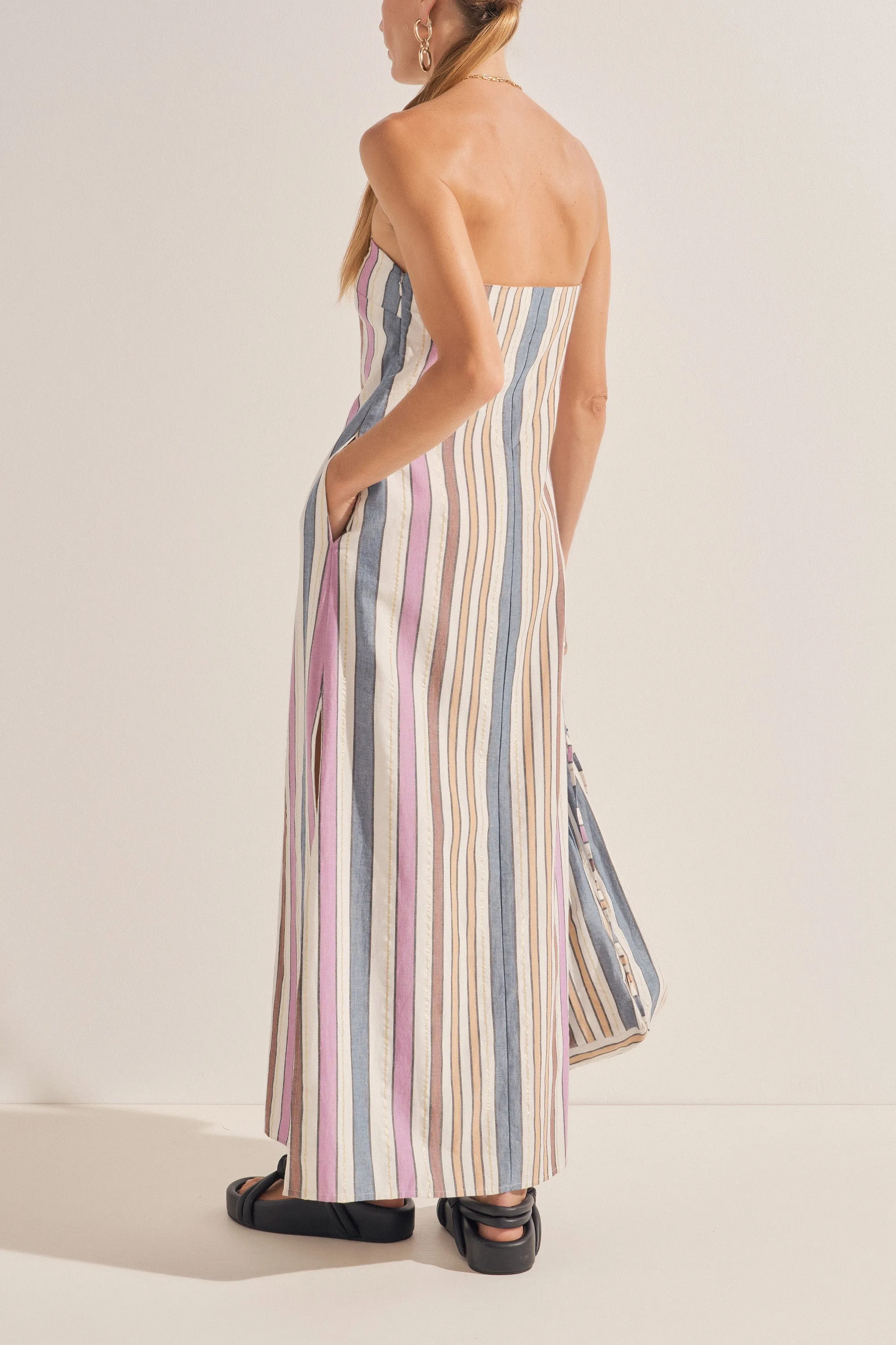 Dione Naxos Stripe Strapless Dress