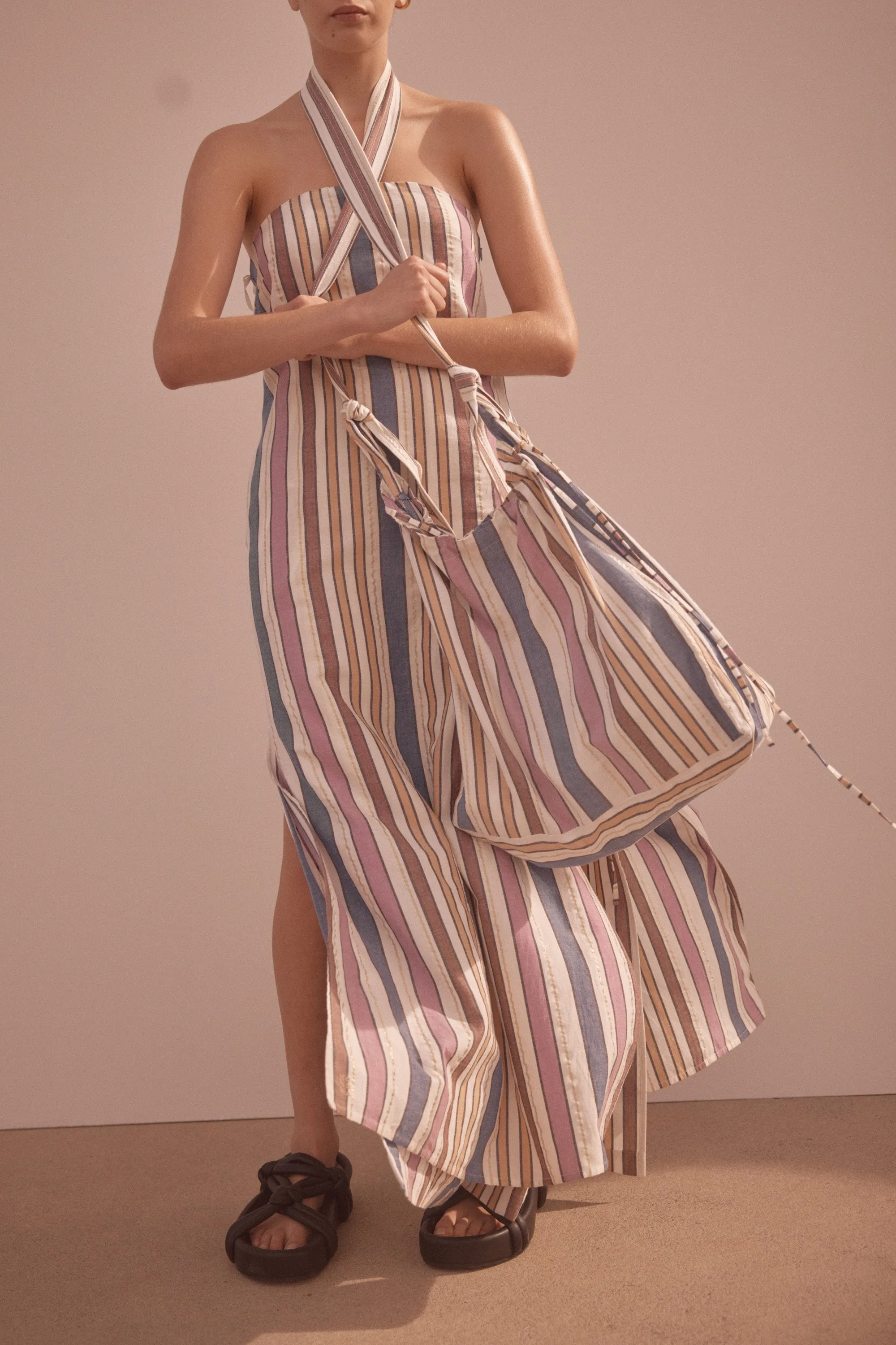 Dione Naxos Stripe Strapless Dress