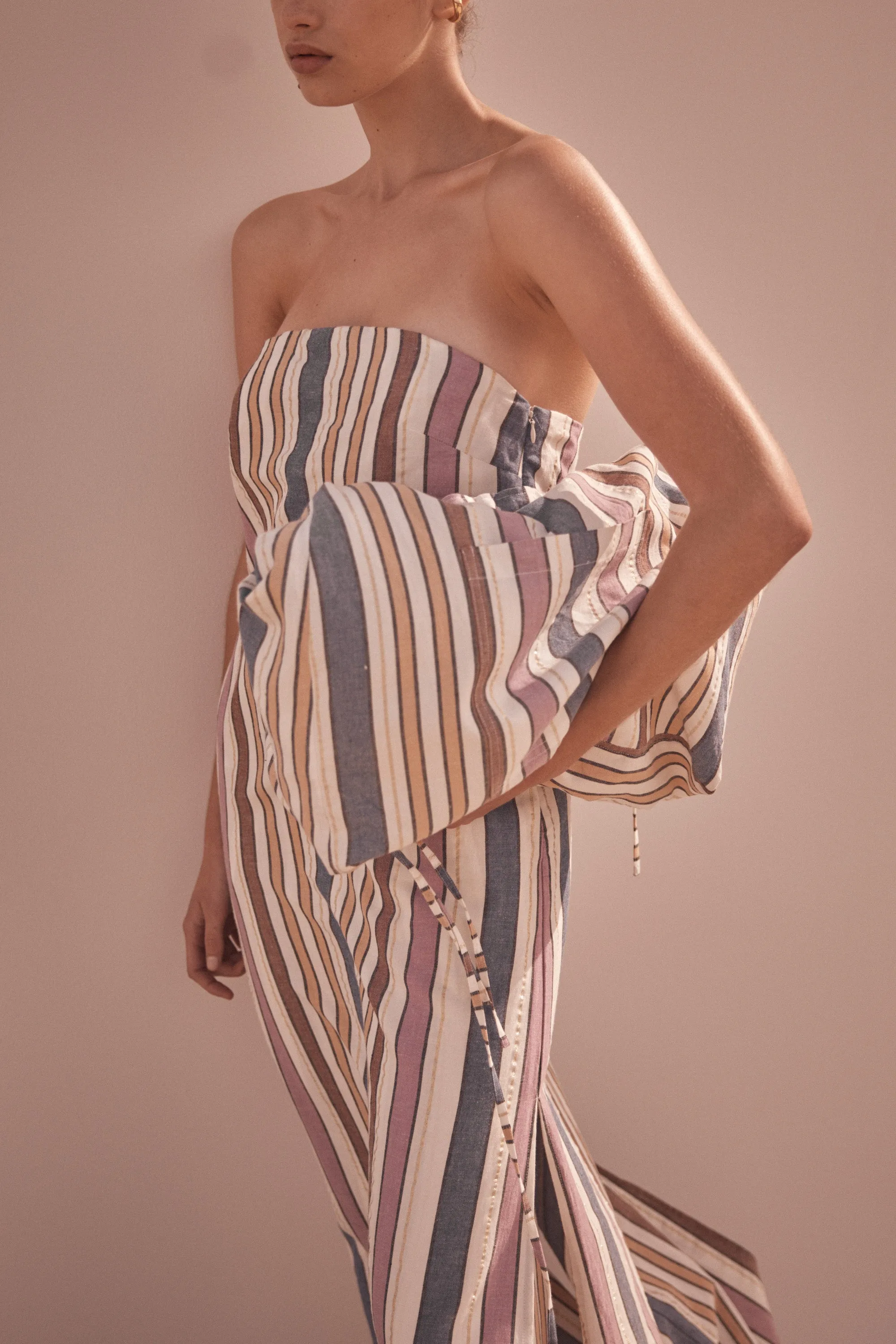 Dione Naxos Stripe Strapless Dress