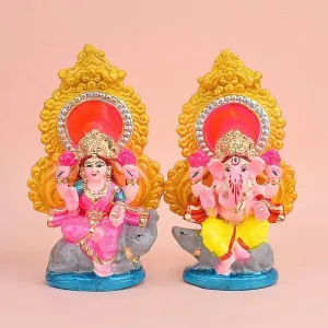 Divine Aura Lakshmi Ganesha Idol Set