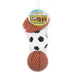 Dog Toy, Vinyl Sports Ball, Assorted, 3-Pk.