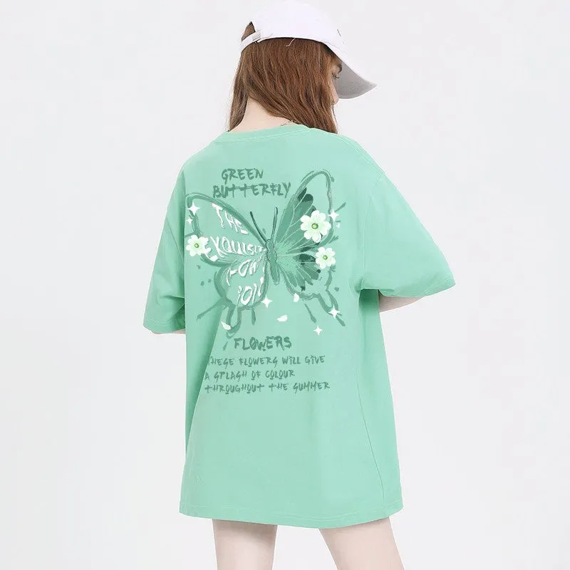Dopamine T-shirts Oversize Butterfly Print T-Shirt For Women