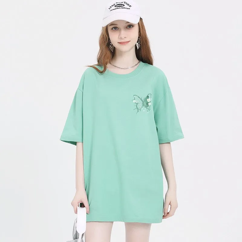 Dopamine T-shirts Oversize Butterfly Print T-Shirt For Women