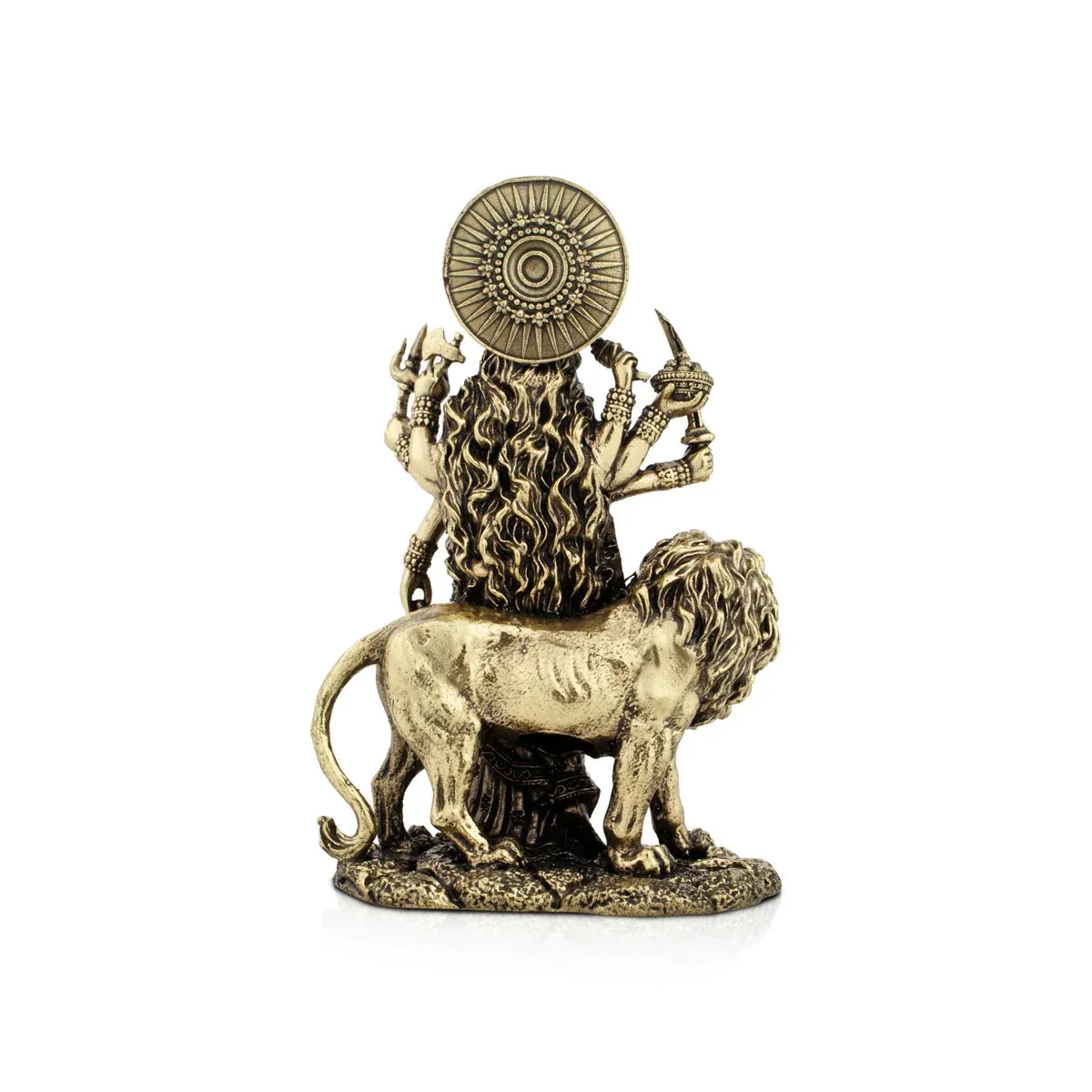 Durga Devi - 5 x 3.5 Inches | Durga Statue Sitting On Lion/ Brass Idol/ Durga Murti for Pooja/ 315 Gms Approx
