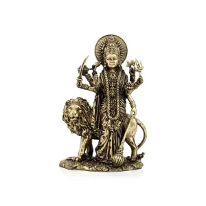 Durga Devi - 5 x 3.5 Inches | Durga Statue Sitting On Lion/ Brass Idol/ Durga Murti for Pooja/ 315 Gms Approx