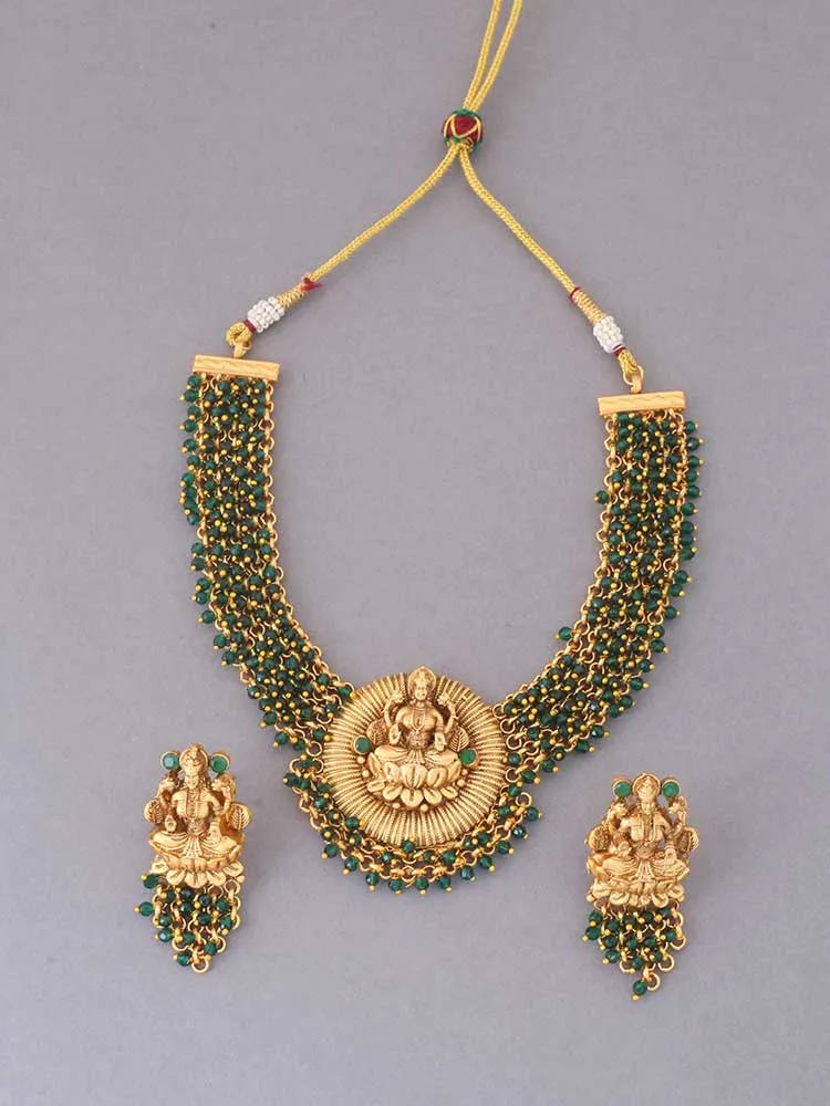 Emerald Airavata Temple Jewellery Set