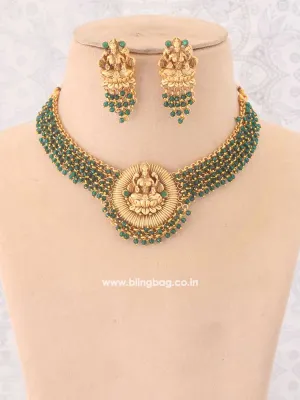 Emerald Airavata Temple Jewellery Set